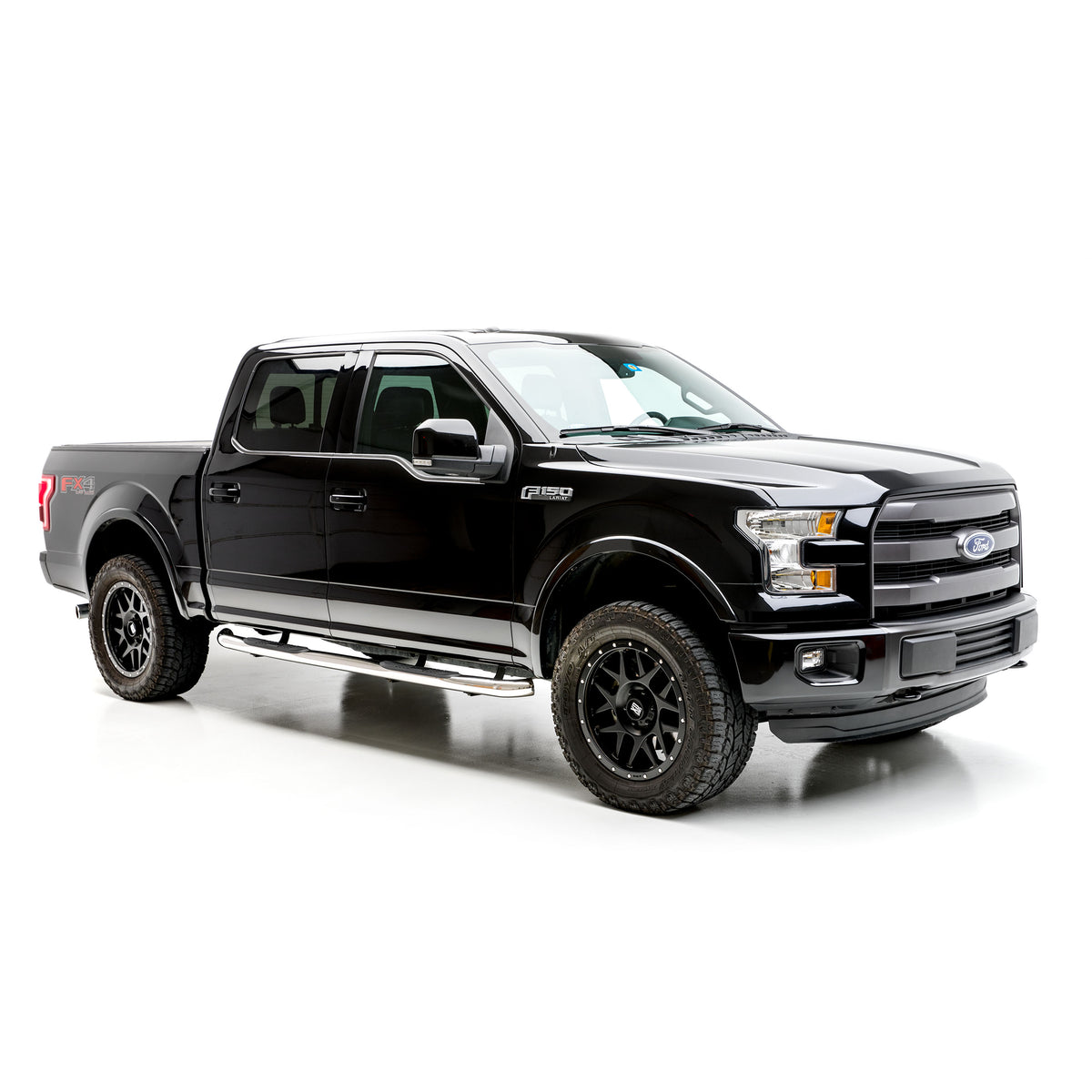 ARIES 203043-2 3-Inch Round Polished Stainless Steel Nerf Bars, No-Drill, Fits Select Ford F-150, Lightning, F-250, F-350, F-450, F-550 Super Duty