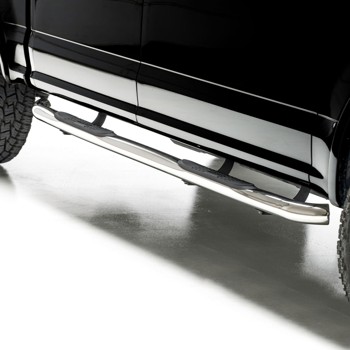 ARIES 203043-2 3-Inch Round Polished Stainless Steel Nerf Bars, No-Drill, Fits Select Ford F-150, Lightning, F-250, F-350, F-450, F-550 Super Duty