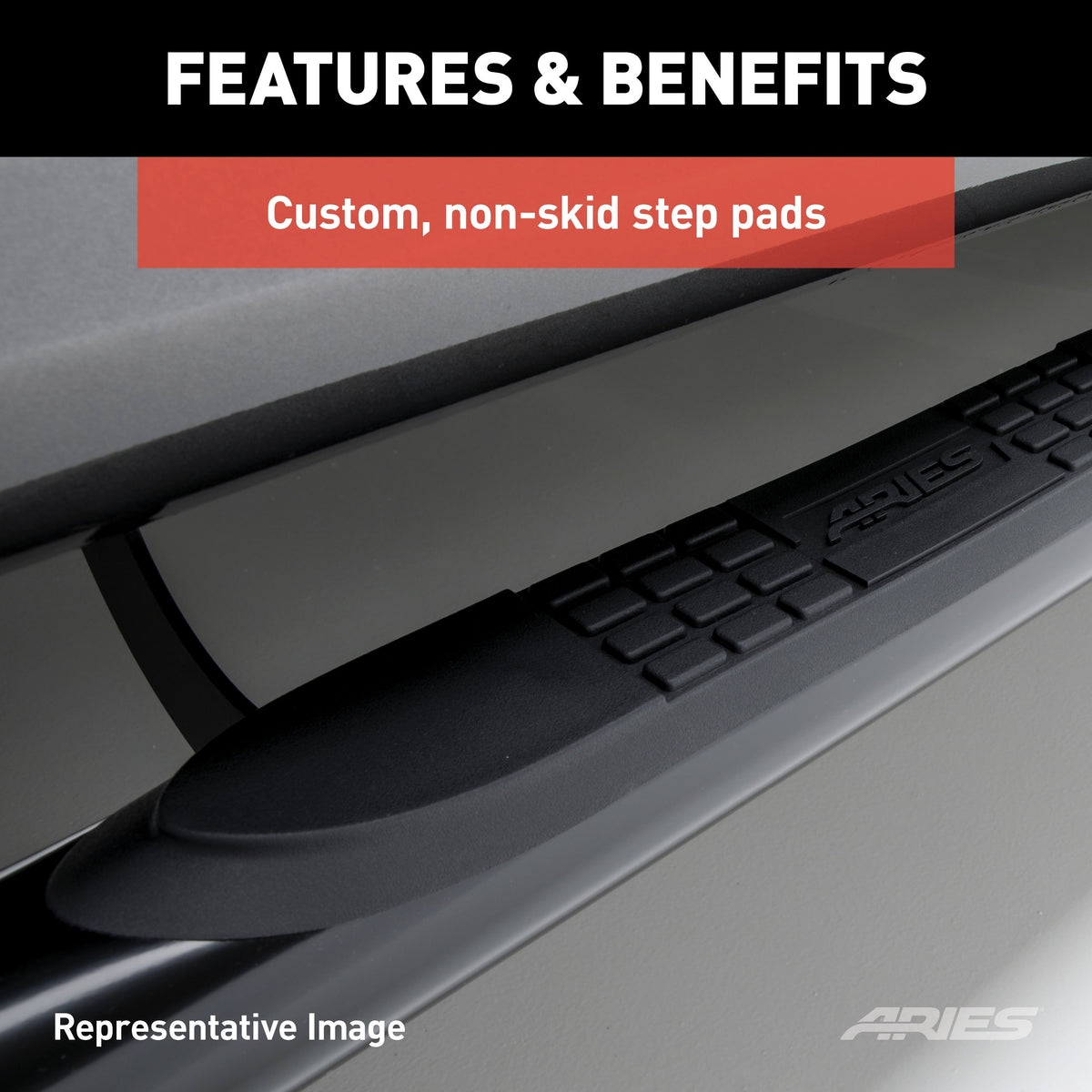ARIES 204001-2 3-Inch Round Polished Stainless Steel Nerf Bars, No-Drill, Fits Select Chevrolet, GMC C, K