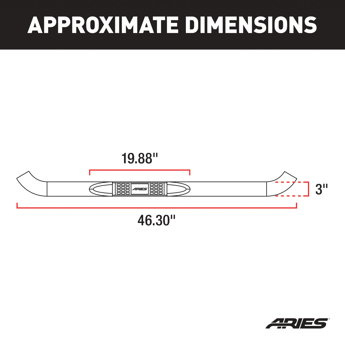 ARIES 204017 3-Inch Round Black Steel Nerf Bars, No-Drill, Fits Select Chevrolet Silverado, GMC Sierra 1500, 2500, 3500 HD