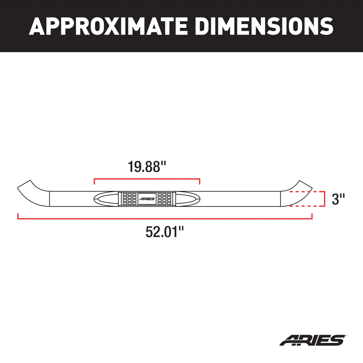 ARIES 205002 3-Inch Round Black Steel Nerf Bars, No-Drill, Fits Select Dodge Ram 1500, 2500