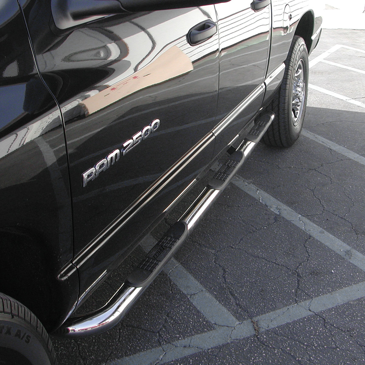 ARIES 205008-2 3-Inch Round Polished Stainless Steel Nerf Bars, No-Drill, Fits Select Dodge Ram 1500, 2500, 3500