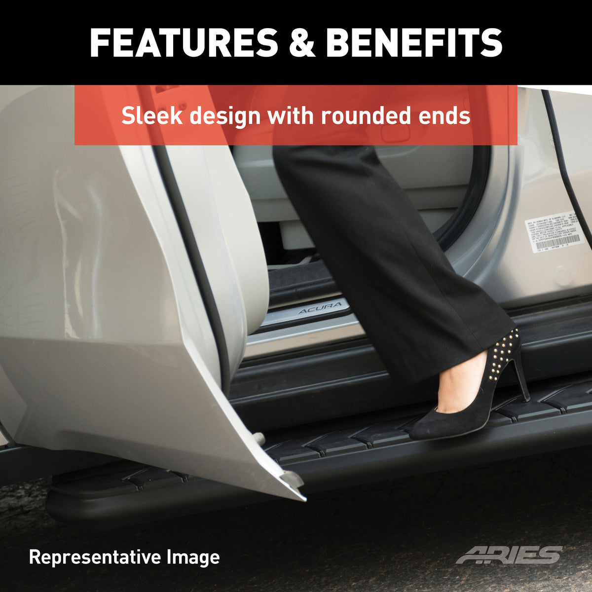 ARIES 2051970 AeroTread 5" x 70" Black Stainless Running Boards (No Brackets)