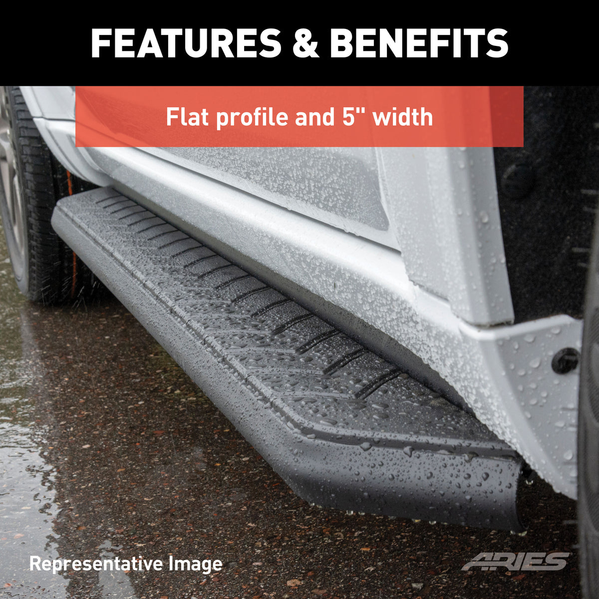 ARIES 2051970 AeroTread 5" x 70" Black Stainless Running Boards (No Brackets)
