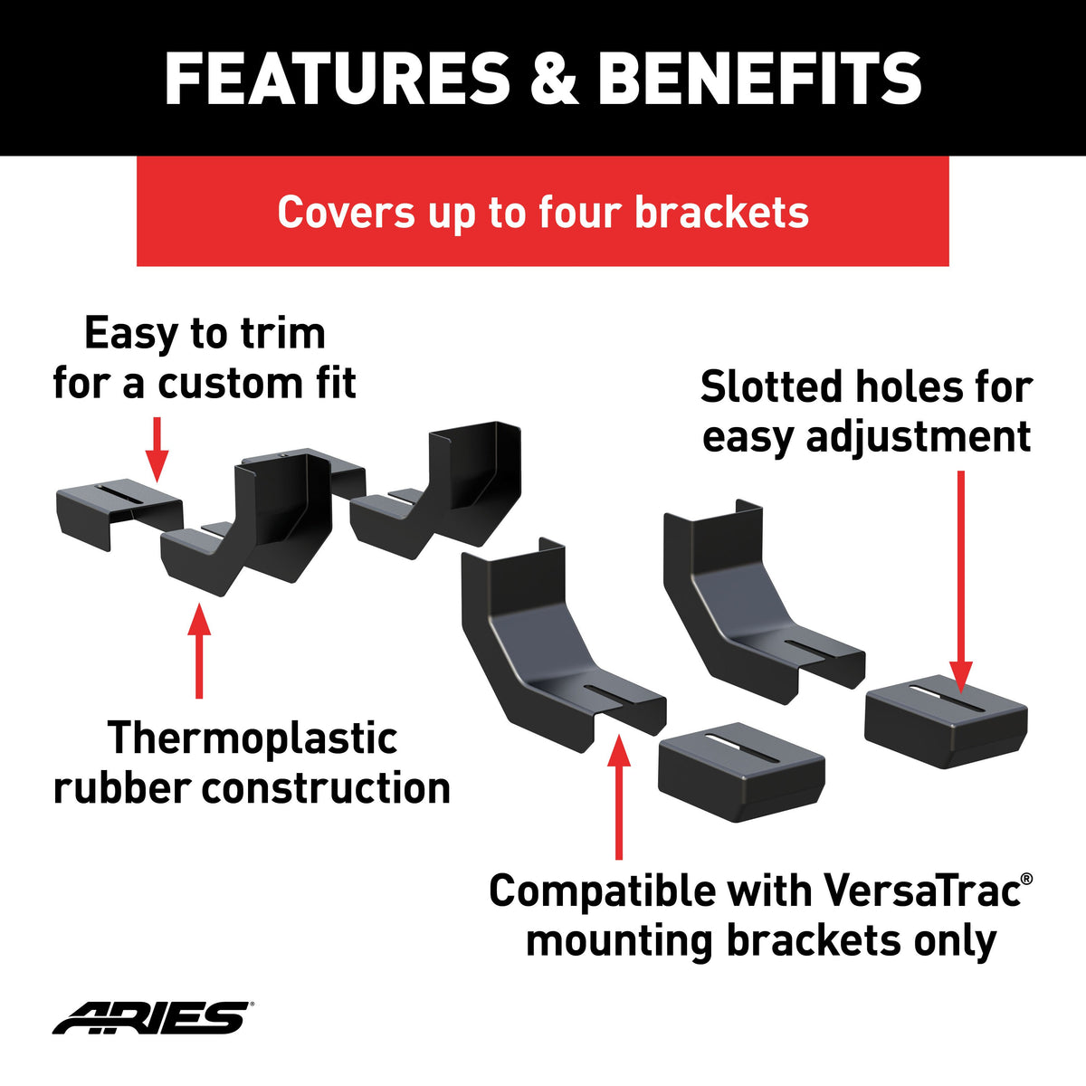 ARIES 2055140 VersaTrac Running Board Bracket Covers, 4-Pack