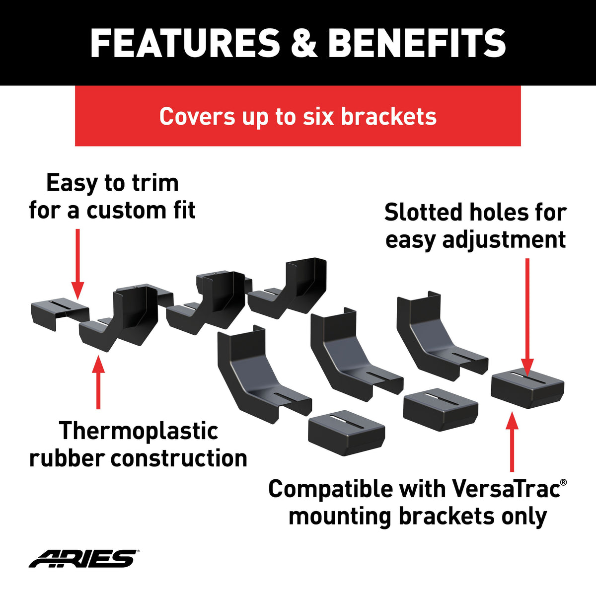 ARIES 2055160 VersaTrac Running Board Bracket Covers, 6-Pack