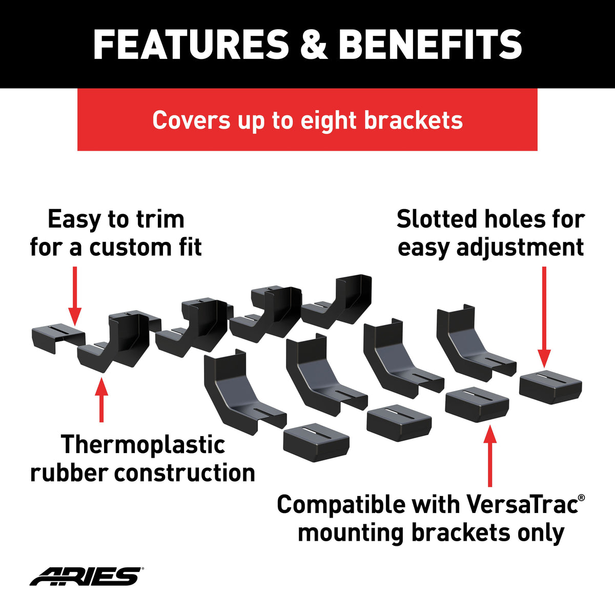 ARIES 2055180 VersaTrac Running Board Bracket Covers, 8-Pack