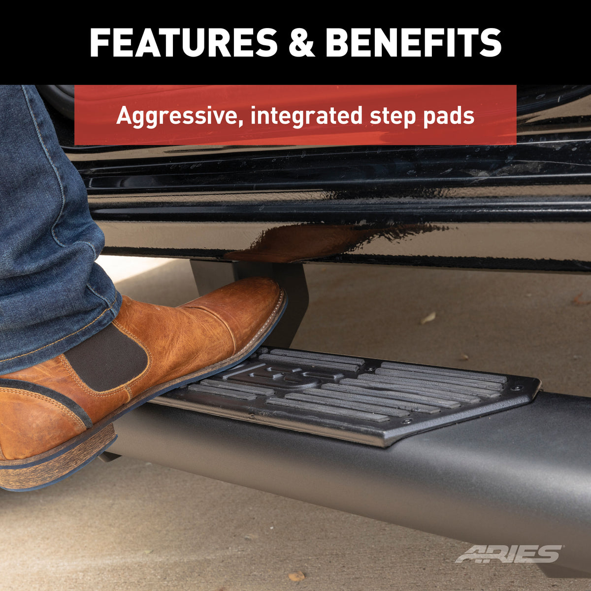ARIES 2057975 AscentStep 5-1/2" x 75" Black Steel Running Boards (No Brackets)