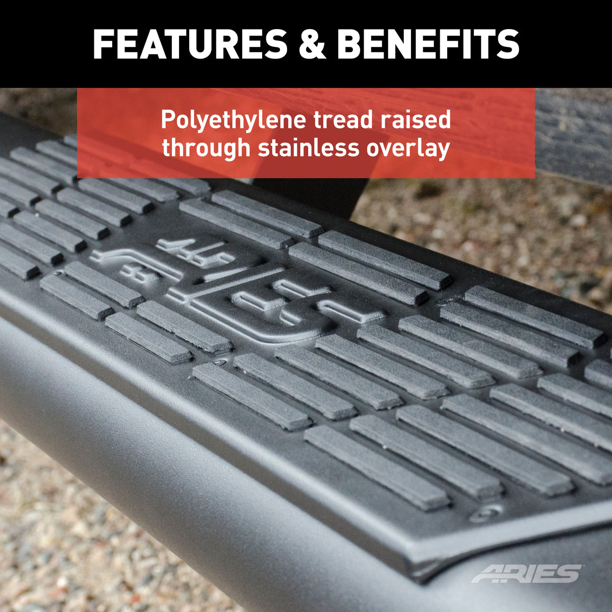 ARIES 2057975 AscentStep 5-1/2" x 75" Black Steel Running Boards (No Brackets)