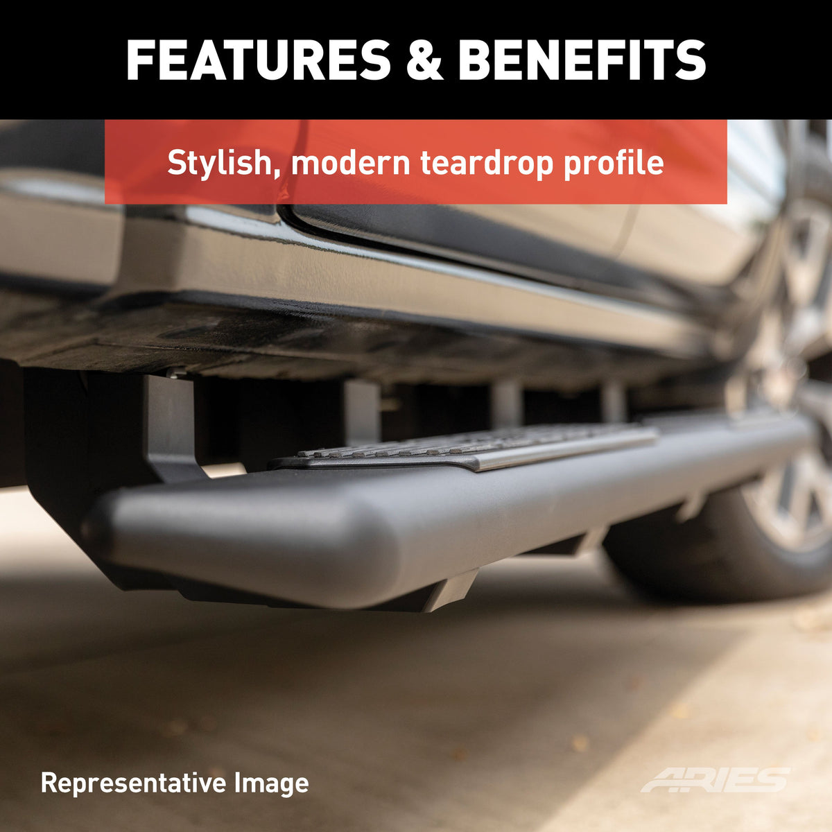 ARIES 2057991 AscentStep 5-1/2" x 91" Black Steel Running Boards (No Brackets)