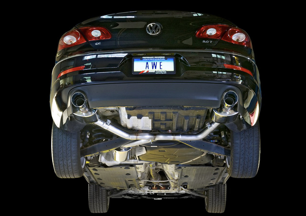 AWE Tuning VW CC Touring Edition Exhaust Dual Outlet - Chrome Silver Tips - 3010-32018