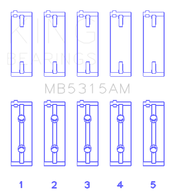 King Engine Bearings Mitsubishi 4G63/4G64 (Size +1.0mm) Main Bearing Set - MB5315AM1.0