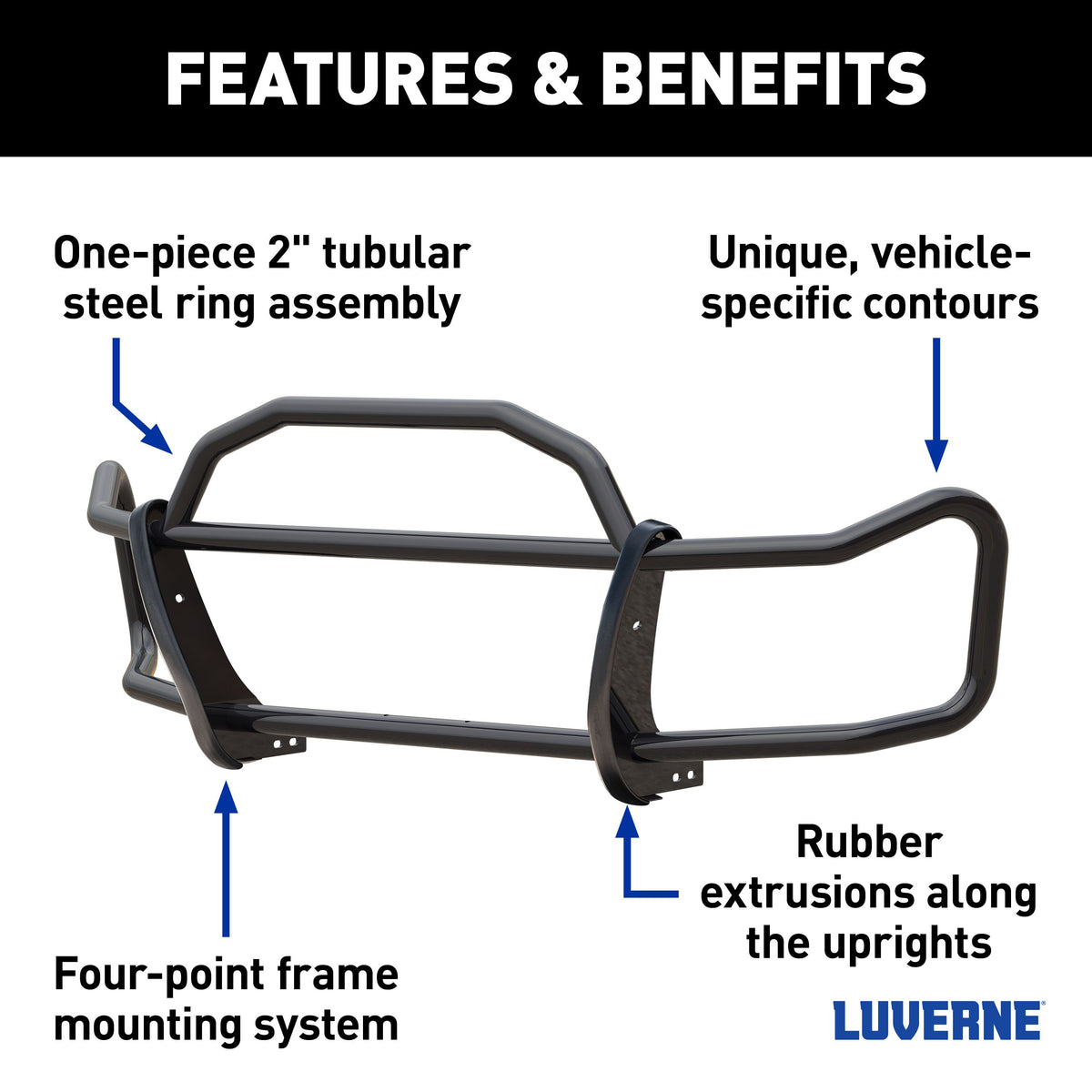 LUVERNE 208810 SolidShield Black Steel Van Grille Guard, Fits Select Ford Transit