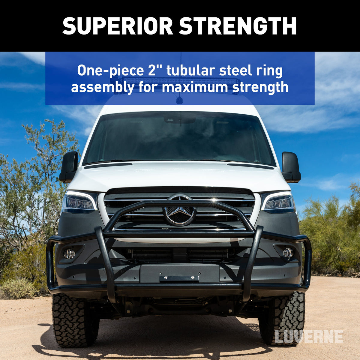 LUVERNE 208810 SolidShield Black Steel Van Grille Guard, Fits Select Ford Transit
