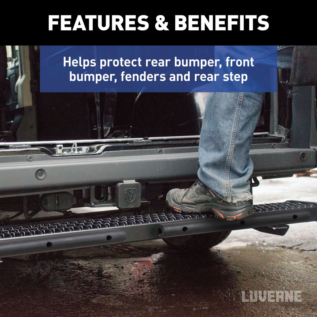 LUVERNE 2090616-2 20-Inch Universal Rubber Bumper Guard Protector Strips Loading Dock Rear Fender Pad Bump Stop, 2-Pack