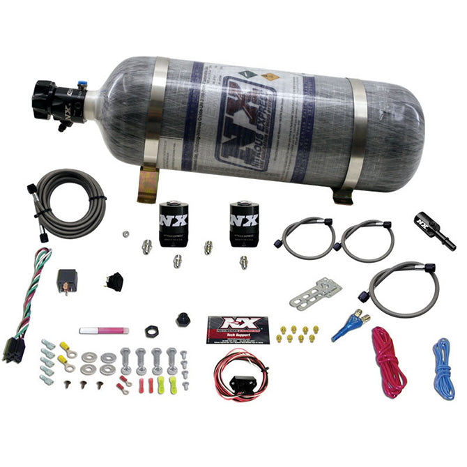 Nitrous Express 11-14 Ford Mustang GT 5.0L Coyote Single Nozzle Nitrous Kit (35-150HP) w/Comp Bottle - 20932-12