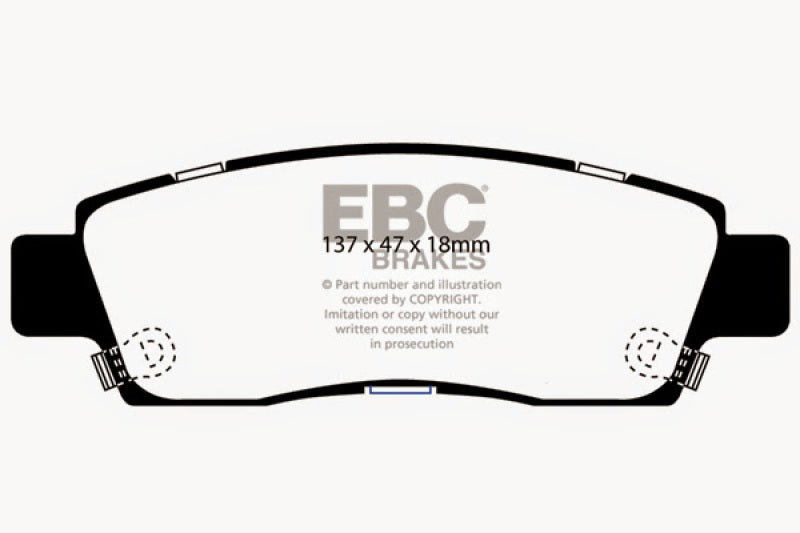 EBC 03-05 Chevrolet SSR 5.3 Redstuff Rear Brake Pads - DP31672C for 2003-2006 Chevrolet SSR - angle view