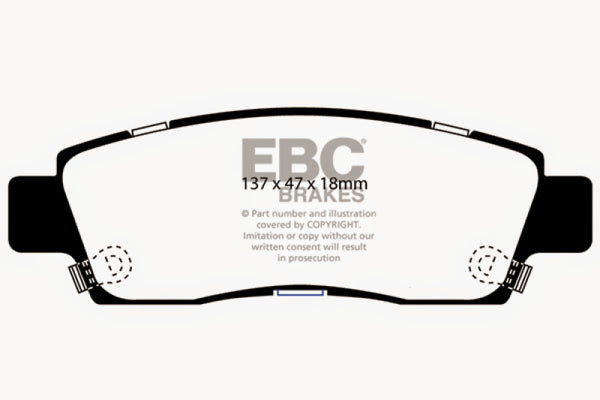 EBC 03-05 Buick Rainier 4.2L Bluestuff Rear Brake Pads - DP51672NDX for 2008-2017 Buick Enclave - angle view