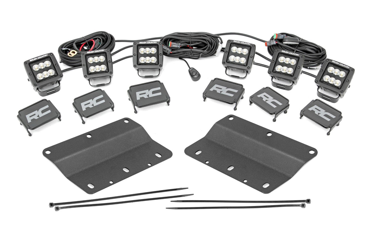 LED Light Kit | Fog Mount | Triple 2&quot; Black Pair | Flood | Ford Bronco (21-24)