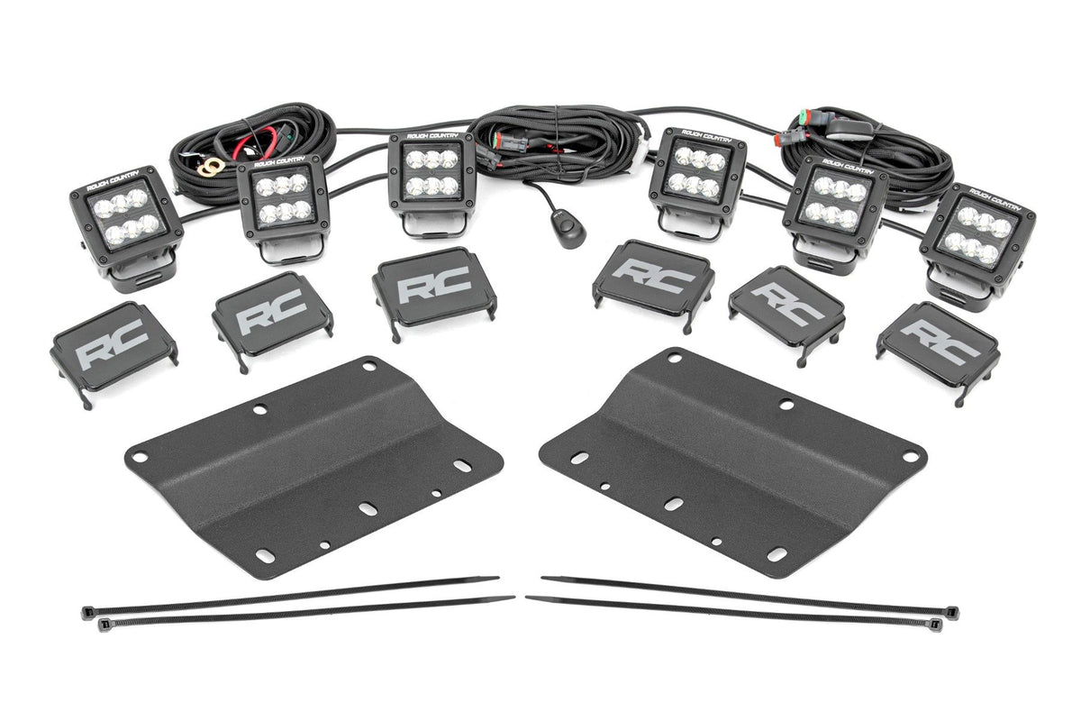 LED Light Kit | Fog Mount | Triple 2&quot; Black Pair | Spot/Flood | Ford Bronco (21-24)