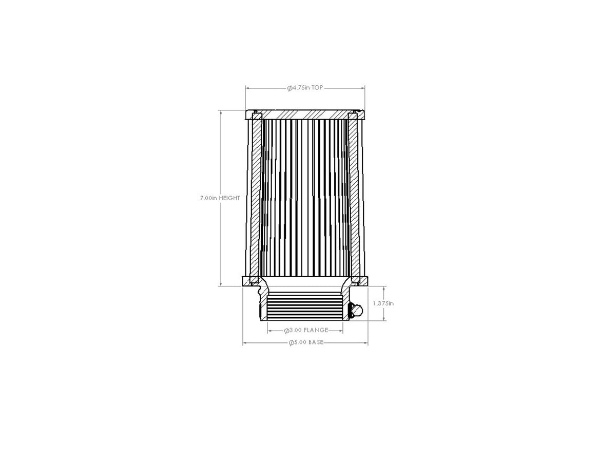 aFe POWER Universal Clamp-On Air Filter w/ D2 Dura-Dry Media - 3in F x 5in B x 4-3/4in T x 7in H - 21-30009V - view 6
