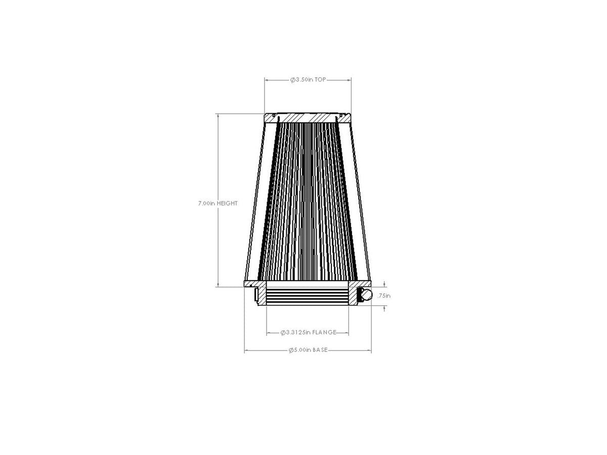 aFe POWER Universal Clamp-On Air Filter w/ D2 Dura-Dry Media 3-5/16in F x 5in B x 3-1/2in T x 7in H - 21-33507V - view 6