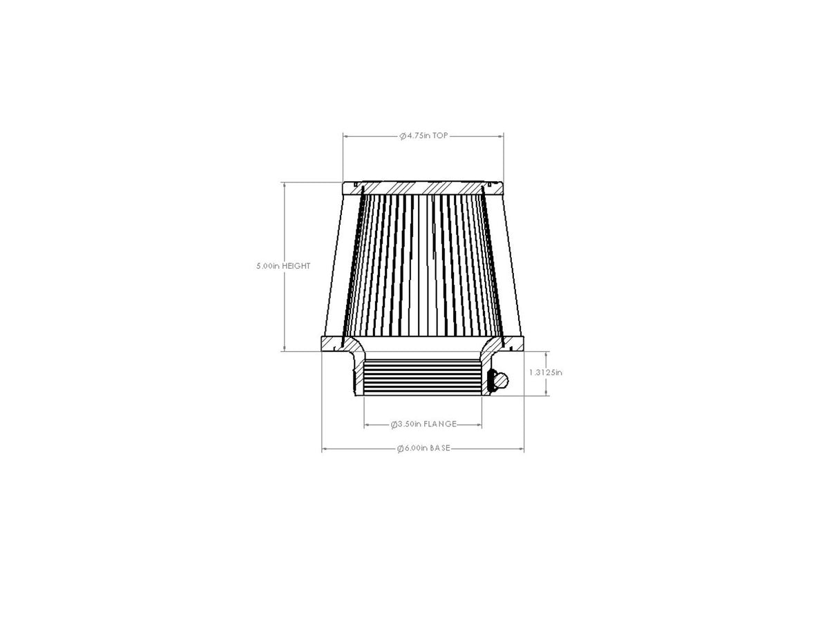 aFe POWER Universal Clamp-On Air Filter w/ D2 Dura-Dry Media - 3-1/2in F x 6in B x 4-3/4in T x 5in H - 21-35009V - view 6