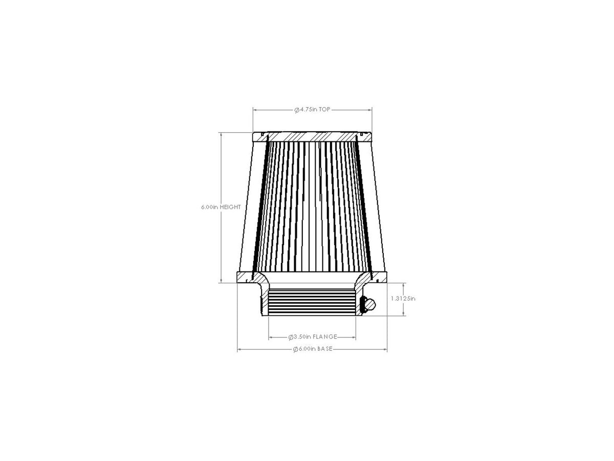 aFe POWER Universal Clamp-On Air Filter w/ D2 Dura-Dry Media - 3-1/2in F x 6in B x 4-3/4in T x 6in H - 21-35010V - view 6
