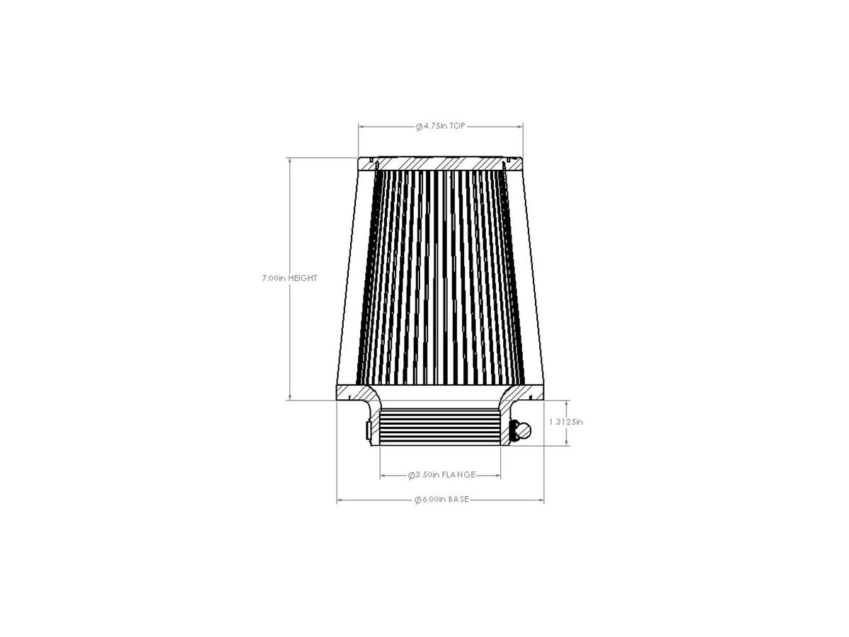aFe POWER Universal Clamp-On Air Filter w/ D2 Dura-Dry Media - 3-1/2in F x 6in B x 4-3/4in T x 7in H - 21-35011V - view 6