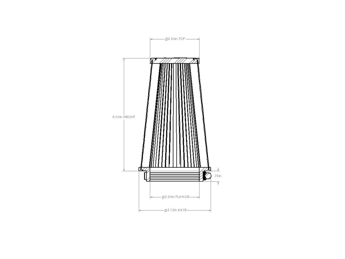 aFe POWER Universal Clamp-On Air Filter w/ D2 Dura-Dry Media - 3-1/2in F x 5in B x 3-1/2in T x 8in H - 21-35508V - view 6