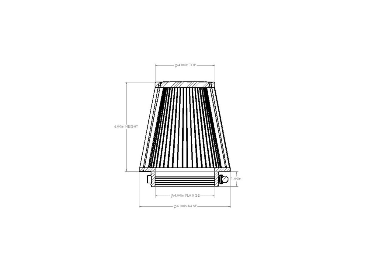 aFe POWER Universal Clamp-On Air Filter w/ D2 Dura-Dry Media - 4in F x 6in B x 4in T x 6in H - 21-40006V - view 6