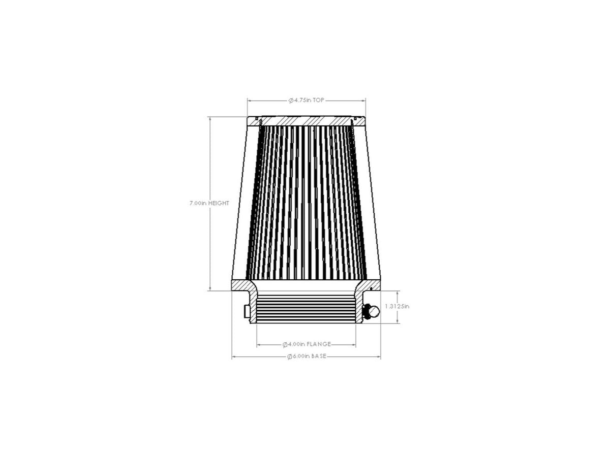 aFe POWER Universal Clamp-On Air Filter w/ D2 Dura-Dry Media - 4in F x 6in B x 4-3/4in T x 7in H - 21-40011V - view 6