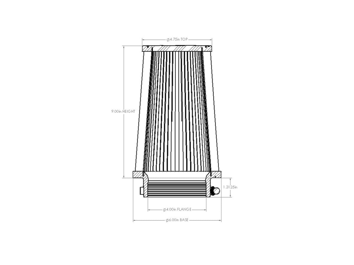 aFe POWER Universal Clamp-On Air Filter w/ D2 Dura-Dry Media - 4in F x 6in B x 4-3/4in T x 9in H - 21-40035V - view 6