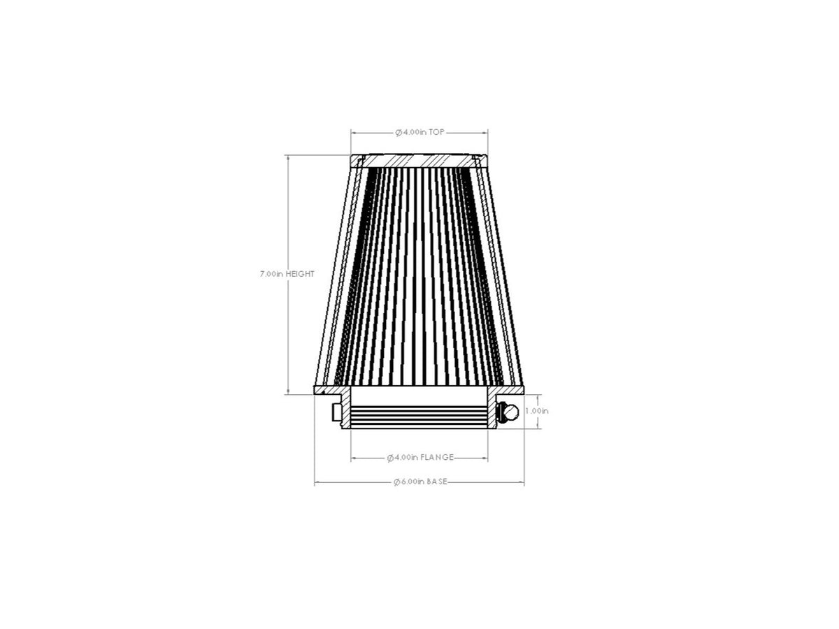 aFe POWER Universal Clamp-On Air Filter w/ D2 Dura-Dry Media - 4in F x 6in B x 4in T x 7in H - 21-40507V - view 6
