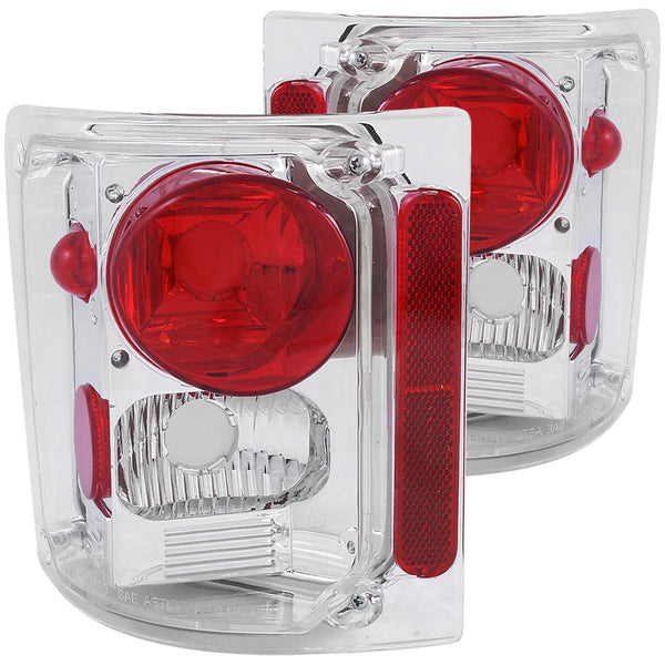 ANZO 1973-1987 Chevrolet C 10 Taillights Chrome - 211014 for 1975-1986 GMC K1500 - front view