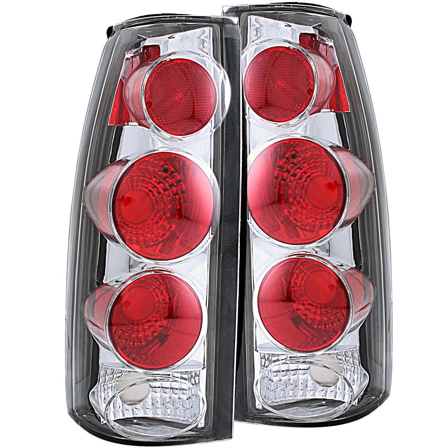 ANZO 1999-2000 Cadillac Escalade Taillights Chrome 3D Style - 211017 for 1988-2000 Chevrolet C3500 - front view