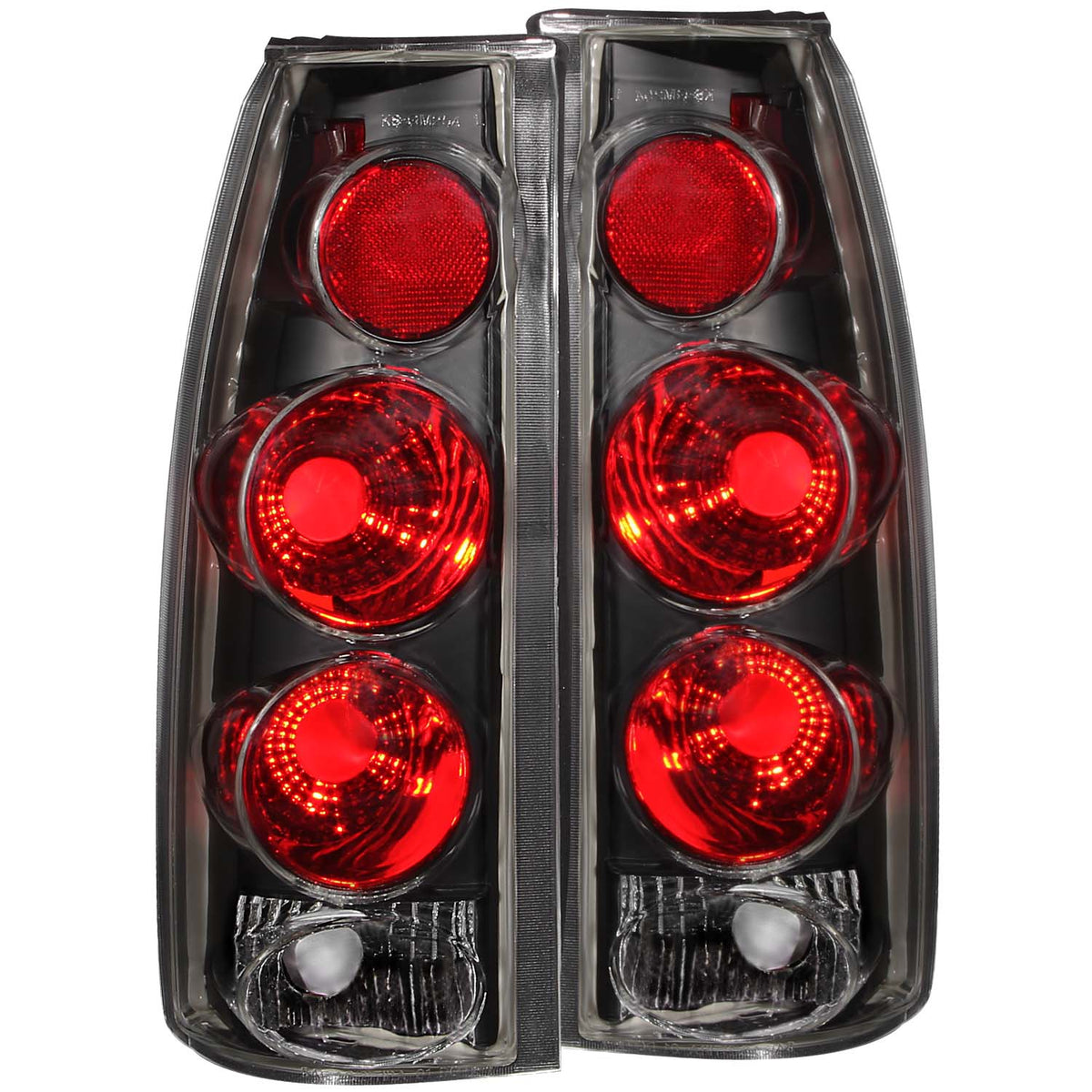 ANZO 1999-2000 Cadillac Escalade Taillights Black 3D Style - 211019 for 1988-2000 Chevrolet C3500 - front view