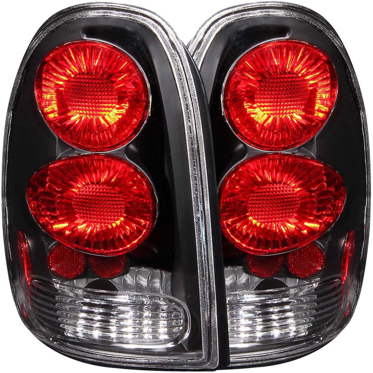 ANZO 1996-2000 Chrysler Voyager Taillights Black - 211039 for 1998-2003 Dodge Durango - front view