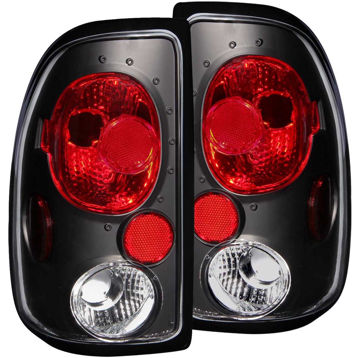 ANZO 1997-2004 Dodge Dakota Taillights Black - 211042 for 1997-2004 Dodge Dakota - front view