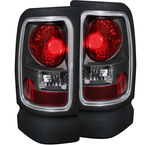 ANZO 1994-2001 Dodge Ram Taillights Black - 211048 for 1994-2002 Dodge Ram 2500 - front view