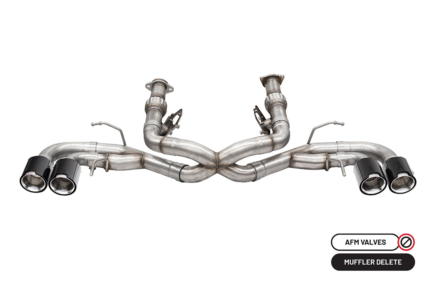 Corsa 2020-2024 Chevrolet Corvette C8 RWD 3in Track Cat-Back Delete Exhaust w/4.5in CF PolishedTips - 21104CF