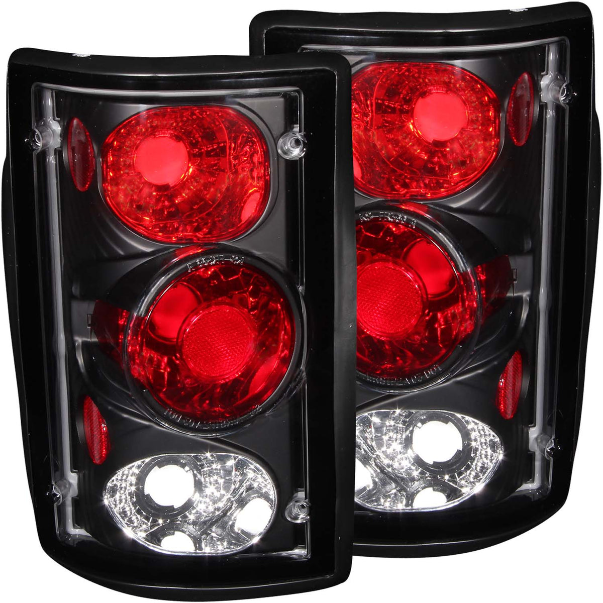 ANZO 2000-2005 Ford Excursion Taillights Black - 211051 for 1995-2006 Ford E 150 - front view