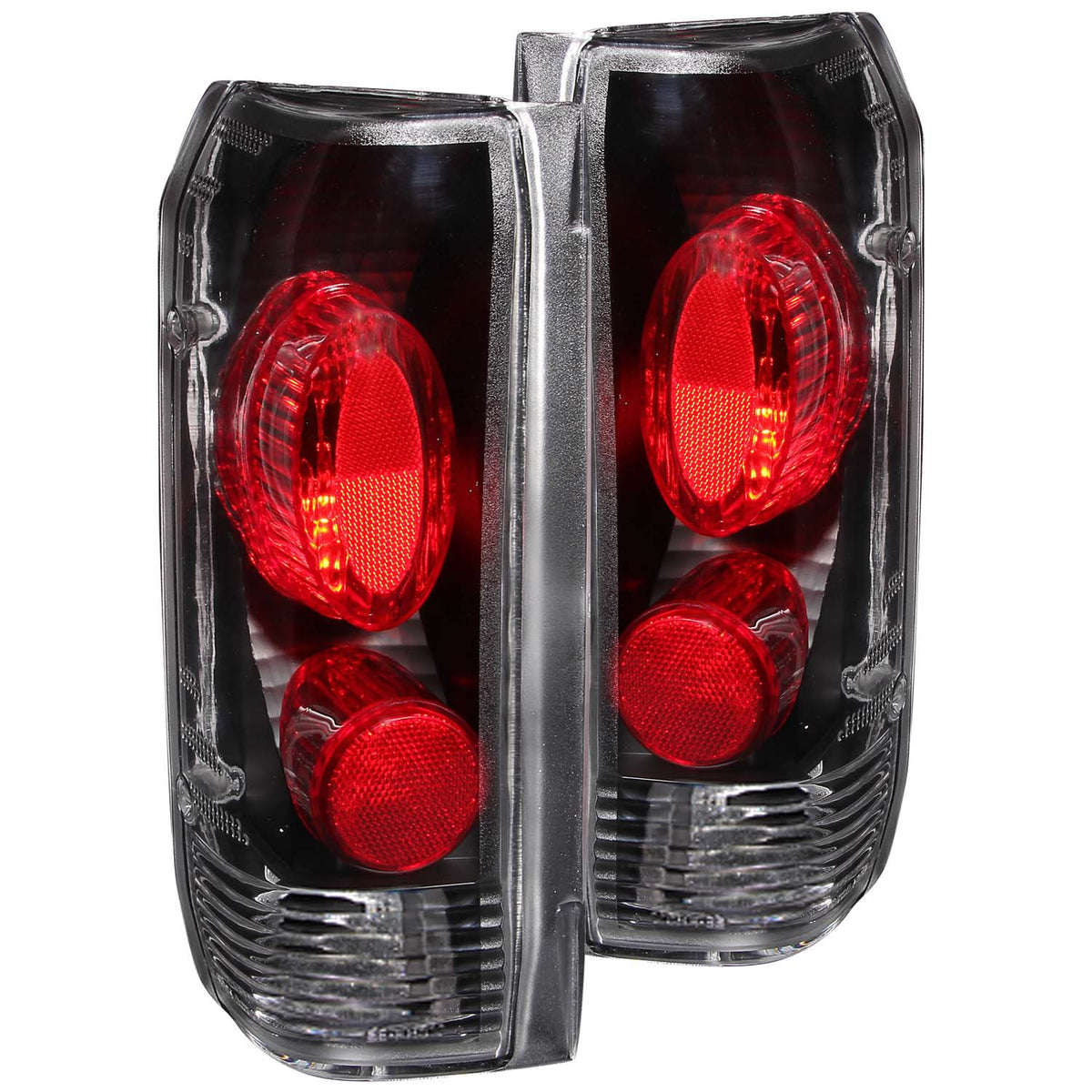 ANZO 1989-1996 Ford F-150 Taillights Black - 211062 for 1987-1998 Ford F 250 - front view
