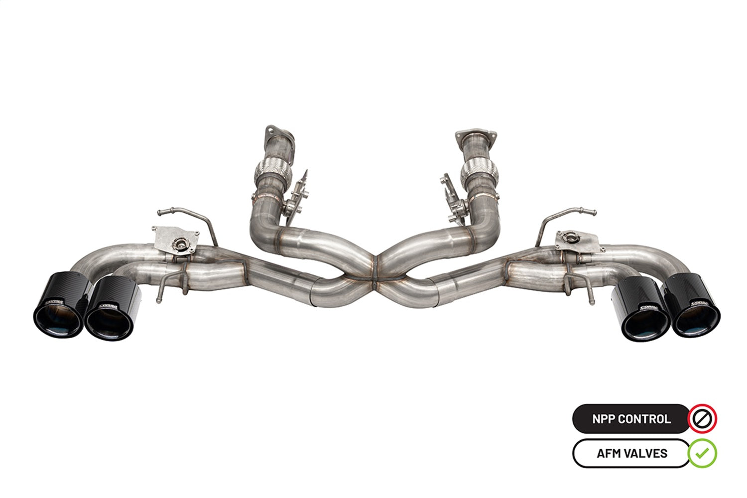 Corsa 2020-2024 Chevrolet Corvette C8 RWD 3in Delete 4 Valve Cat-Back w/NPP w/4.5in CF Black PVDTips - 21106CFBLK