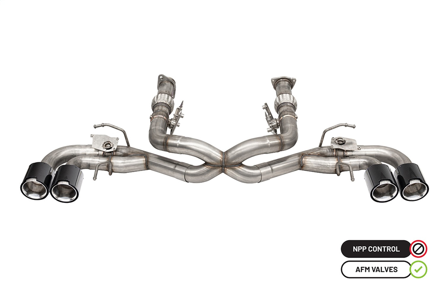 Corsa 2020-2024 Chevrolet Corvette C8 RWD 3in Delete 4 Valve Cat-Back w/NPP w/4.5in CF PolishedTips - 21106CF