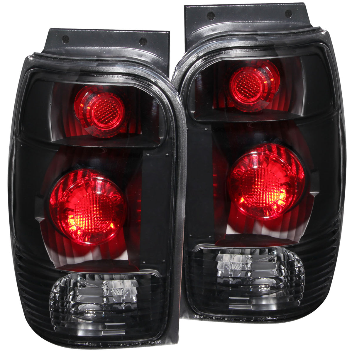 ANZO 1998-2001 Ford Explorer Taillights Black - 211084 for 1998-2001 Ford Explorer - front view