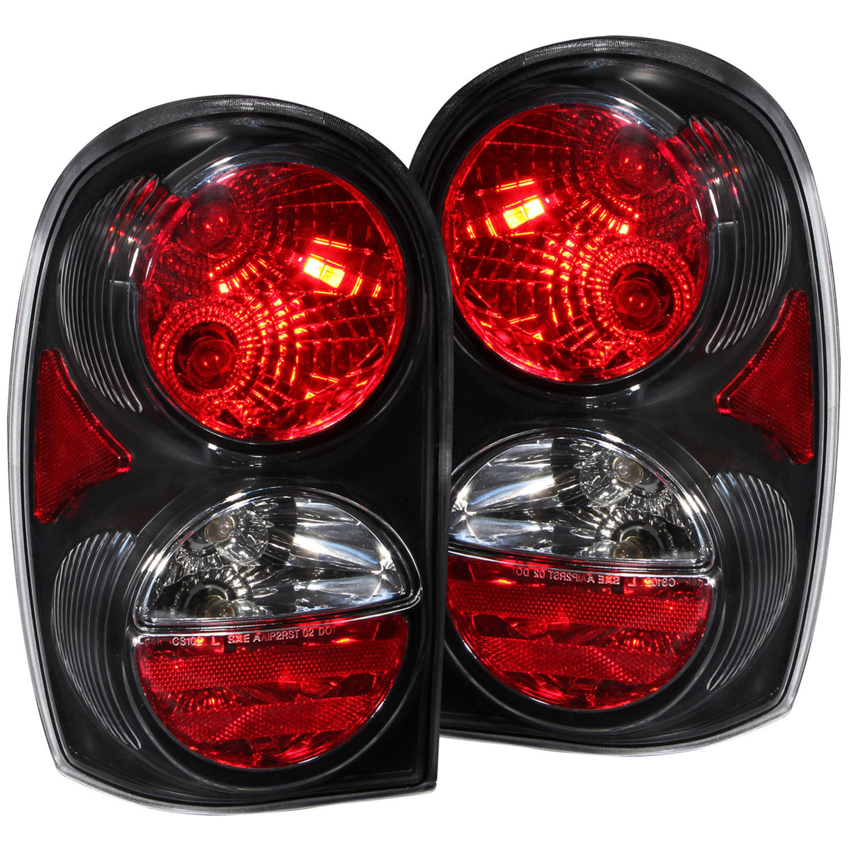 ANZO 2002-2007 Jeep Liberty Taillights Black - 211108 for 2002-2007 Jeep Liberty - front view
