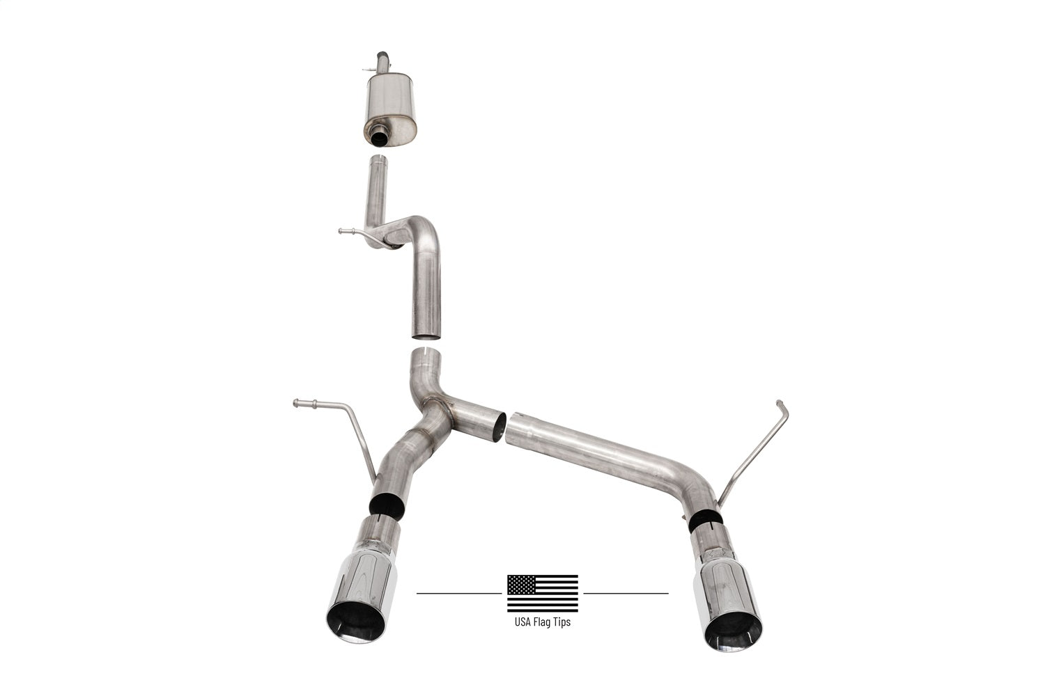 Corsa 2007-2018 Jeep Wrangler JKU 3.6L/3.8L 2.75in Sport Cat-Back Exhaust w/ 4in American Flag Tips - 21122USA