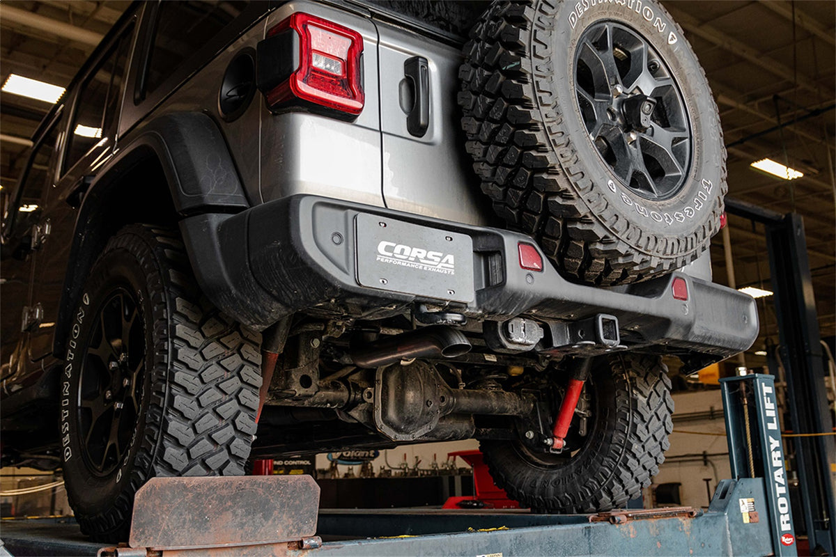 Corsa 2018-2024 Jeep Wrangler JLU 3.6L Sport 2.75in Cat-Back Exhaust w/ Turn Down Tip - 21123
