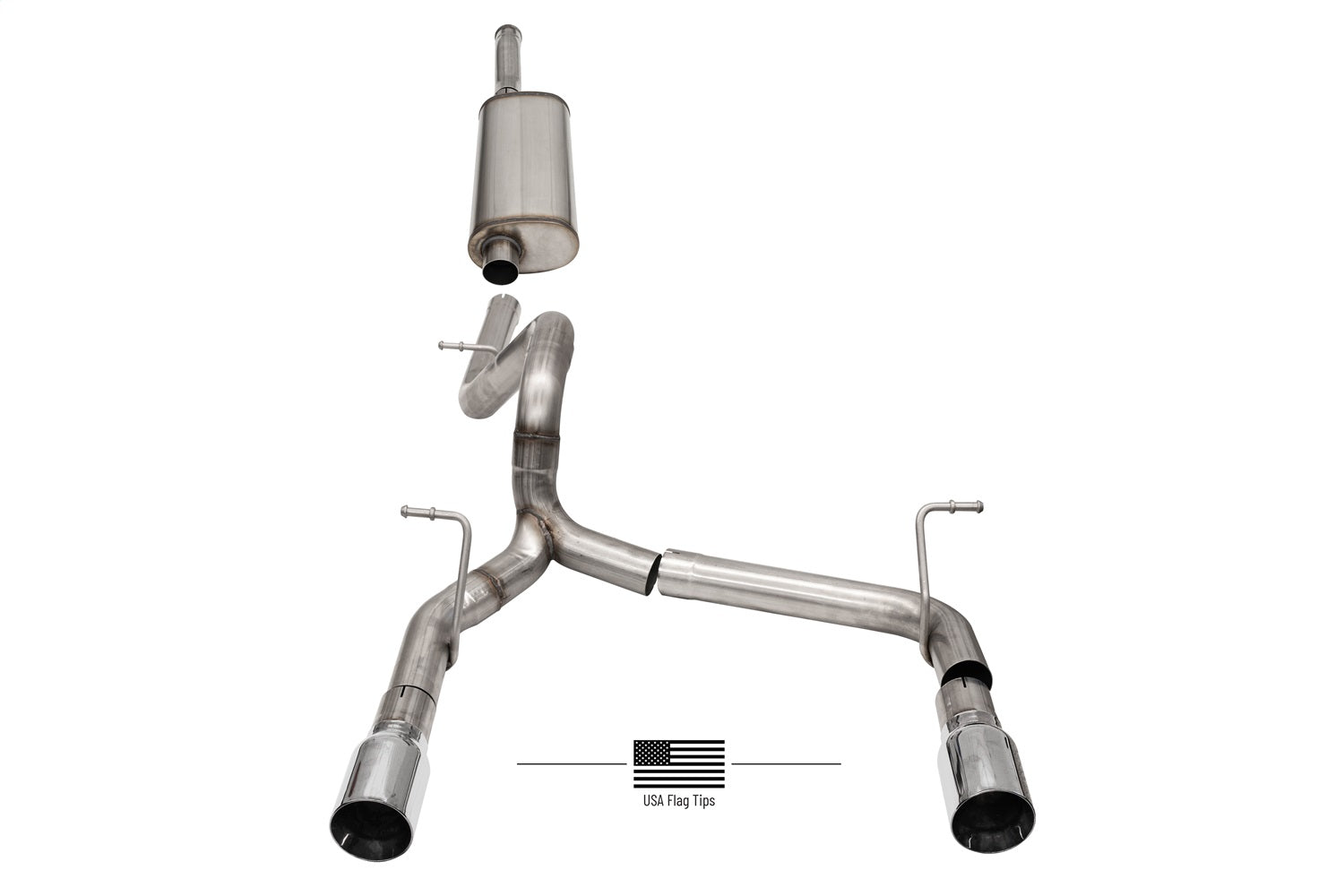 Corsa 2018-2024 Jeep Wrangler JLU 3.6L 2.75in Sport Cat-Back Exhaust w/ American Flag Tips - 21124USA